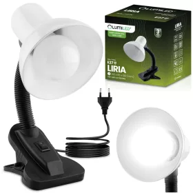   Állítható LIRIA iskolai éjszakai asztali lámpa E27 Clip fehér LUMILED