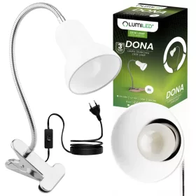   Állítható asztali lámpa asztal DONA School Night E27 Clip Fehér LUMILED