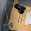DONA állítható asztali lámpa, iskolai éjszaka, E27, csipesz, fekete, LUMILED