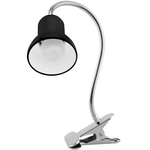 DONA állítható asztali lámpa, iskolai éjszaka, E27, csipesz, fekete, LUMILED