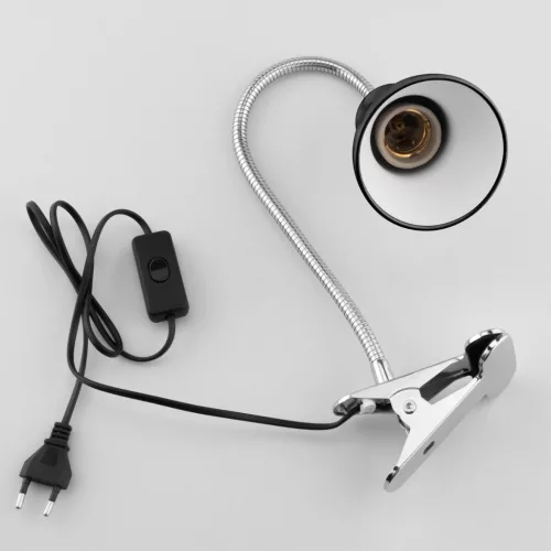 DONA állítható asztali lámpa, iskolai éjszaka, E27, csipesz, fekete, LUMILED