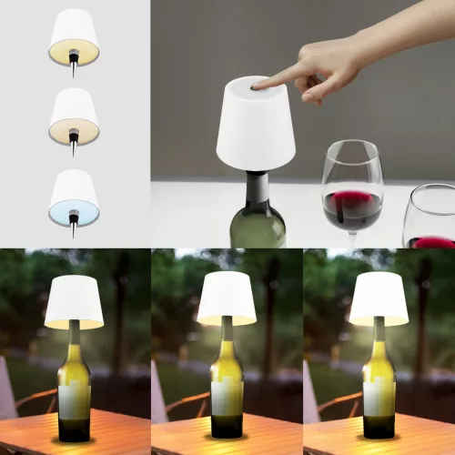 Asztali lámpa Asztali Éjszakai Világító Boros Palack Parafa USB CCT 3 Szín SALCO Fehér LUMILED