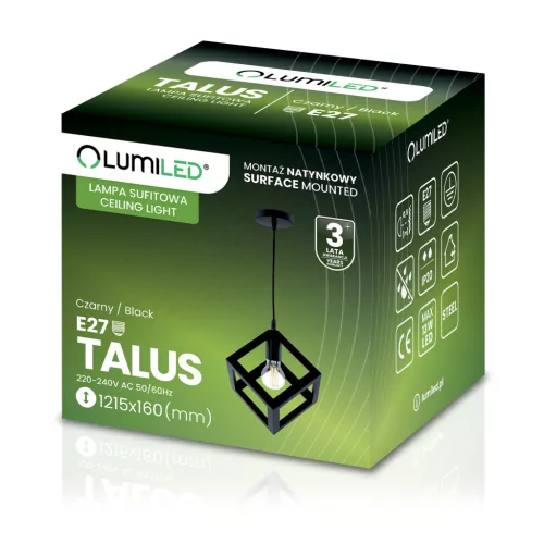 TALUS geometrikus négyzet alakú függőlámpa ZWIS LED-hez 1x E27 LUMILED