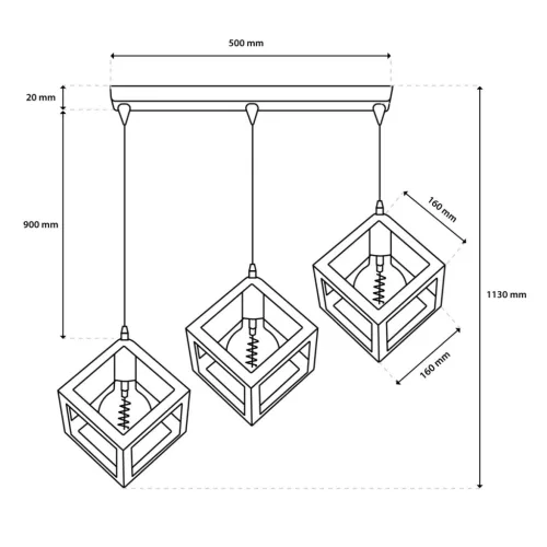 Mennyezeti függőlámpa TALUS Geometrikus függesztőkocka LED-hez 3x E27 LUMILED