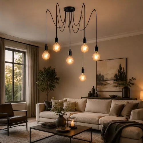 ARANE SPIDER mennyezeti függesztett lámpa, 6 karos LED-hez 6x E27 LUMILED