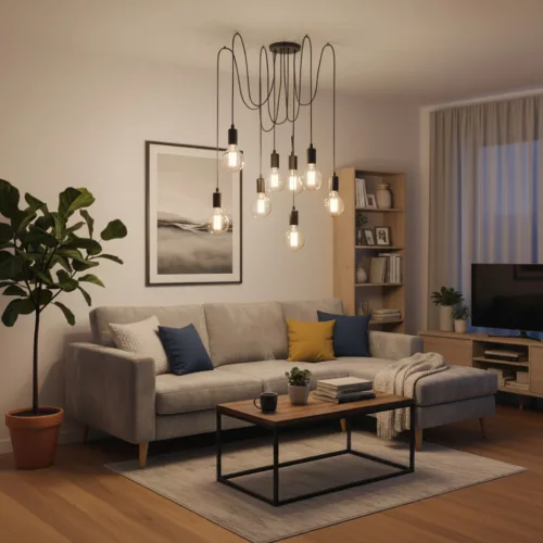 ARANE SPIDER mennyezeti függesztett lámpa 8 karú LED 8x E27 LUMILED-hez