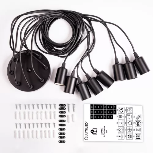 ARANE SPIDER mennyezeti függesztett lámpa 8 karú LED 8x E27 LUMILED-hez
