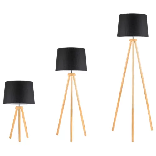 Álló asztali lámpa E27 állvány lámpaernyővel fekete, állítható magasságú Clara Lumiled