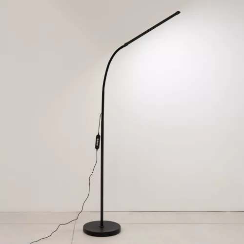 LED állólámpa, 14 W, CCT, szabályozható fényerővel és magasságállítással, LONGA 2, fekete, LUMILED