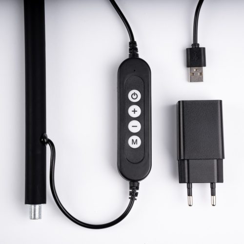 LED állólámpa, 14 W, CCT, szabályozható fényerővel és magasságállítással, LONGA 2, fekete, LUMILED