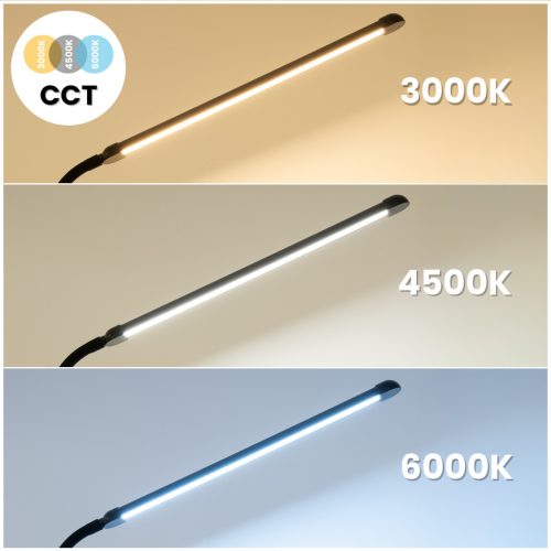 LED állólámpa, 14 W, CCT, szabályozható fényerővel és magasságállítással, LONGA 2, fekete, LUMILED