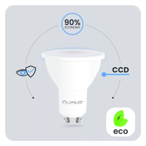 LED izzó GU10 spotlámpa PAR16 12W = 100W 1320LM 3000K Meleg 120° LUMILED