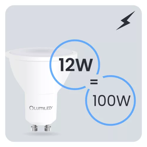 LED izzó GU10 spotlámpa PAR16 12W = 100W 1320LM 6500K Hideg 120° LUMILED