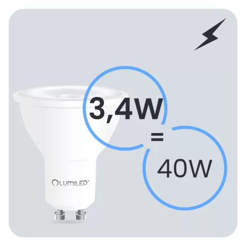 LED izzó GU10 spotlámpa PAR16 3.4W = 40W 470LM 4000K semleges 38° LUMILED