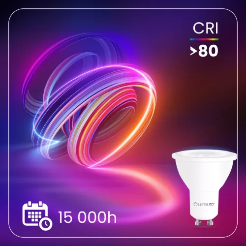 LED izzó GU10 spotlámpa PAR16 5.2W = 55W 720LM 2700K Meleg 38° LUMILED