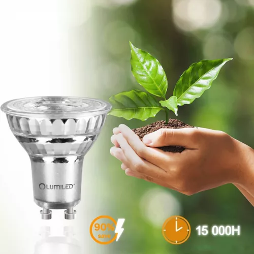 GU10 LED izzó 6W = 50W 580lm 3000K meleg 38°-os üveg LUMILED