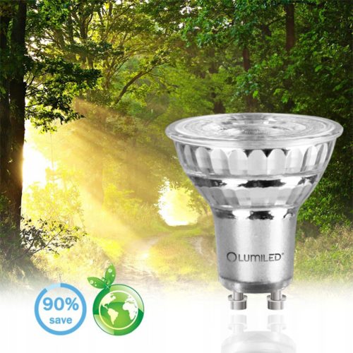 GU10 LED izzó 6W = 50W 580lm 6500K Hideg 120° Üveg LUMILED