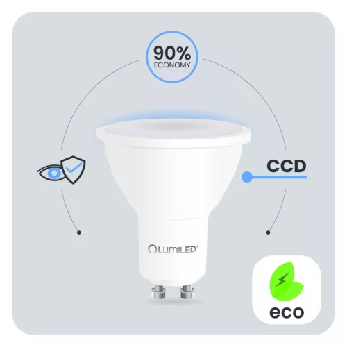 LED izzó GU10 spotlámpa PAR16 8W = 75W 800lm 3000K Meleg 120° LUMILED
