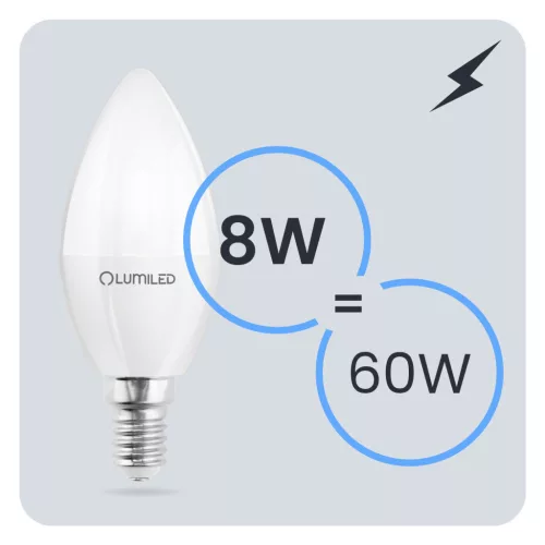 E14 LED izzó GYERTYA 8W = 60W 4000K semleges fehér gyertya CCD LUMILED