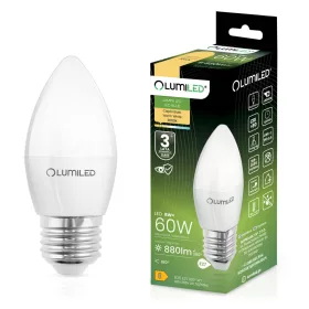   LED izzó E27 gyertya B35 8W = 60W 880lm 3000K Meleg 180° LUMILED