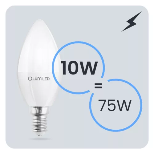 E14 LED GYERTYAIZZÓ 10W = 75W 4000K Semleges fehér CCD LUMILED gyertya