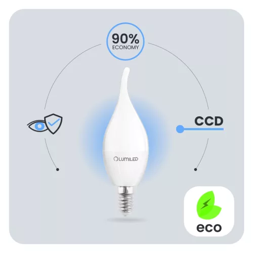 E14 BA35 LED izzó 8W = 60W 806lm 4000K Semleges 180° LUMILED