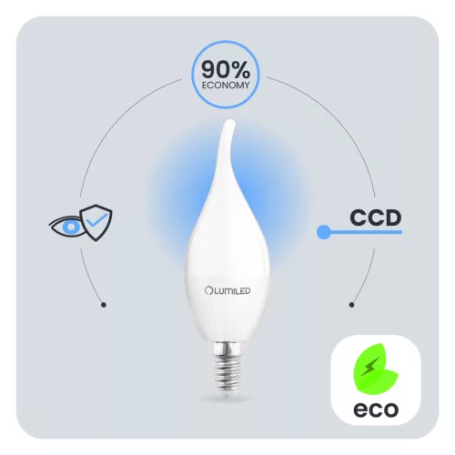 LED izzó E14 gyertya BA35 8W = 60W 880lm 4000K semleges 180° LUMILED