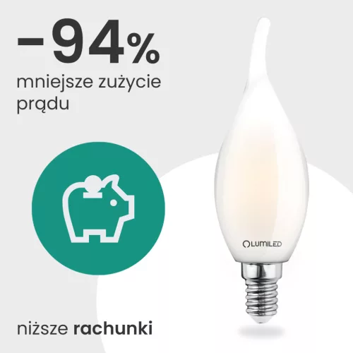 LED izzó E14 gyertya BA35 2.2W 470lm = 40W 2700K Meleg 360° izzószál A osztályú LUMILED