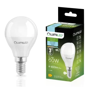   LED izzó E14 gömb alakú 8W = 60W 880lm 6500K Hideg színű CCD 180° fehér LUMILED