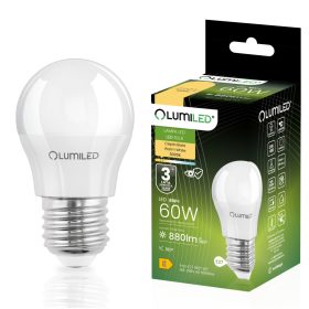   E27 LED izzó KIS GOMBÓC 8W = 60W 3000K 880lm Meleg Színű CCD Fehér LUMILED