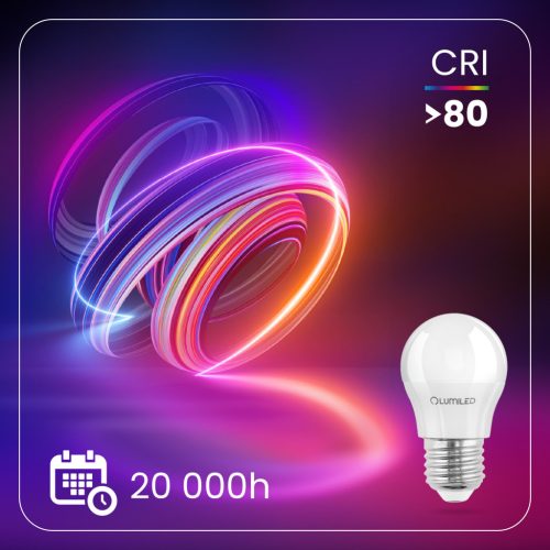 E27 LED izzó KIS gömb alakú 8W = 60W 4000K semleges színhőmérsékletű 880lm CCD fehér LUMILED