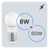 E27 LED izzó KIS gömb alakú 8W = 60W 4000K semleges színhőmérsékletű 880lm CCD fehér LUMILED