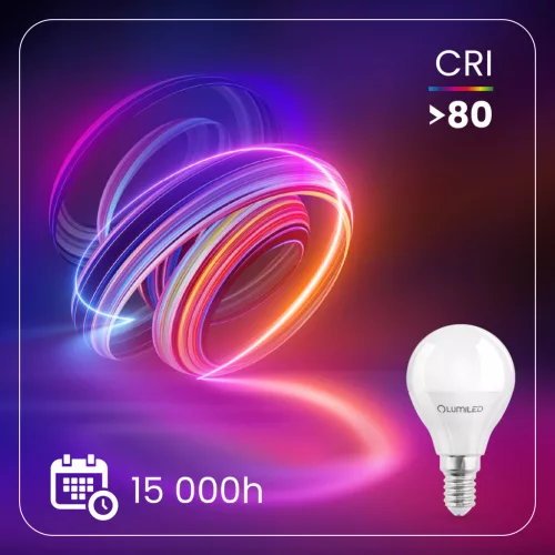 LED izzó E14 gömb alakú P45 10W = 75W 1100lm 6500K Hideg 180° LUMILED