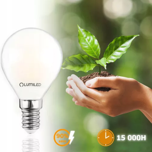 P45 E14 LED izzó 7W = 60W 770lm 3000K meleg 360°-os filament tejszerű LUMILED