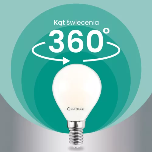 LED izzó E14 gömb alakú P45 2.2W 470lm = 40W 2700K Meleg 360° Izzószál A OSZTÁLYÚ LUMILED