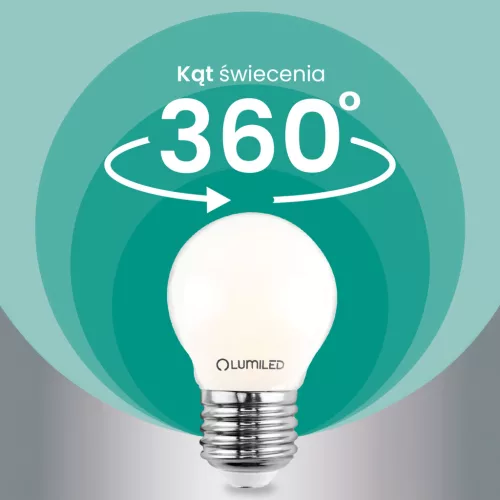 LED izzó E27 gömb alakú P45 2.2W 470lm = 40W 4000K semleges izzószálas 360° A osztályú LUMILED