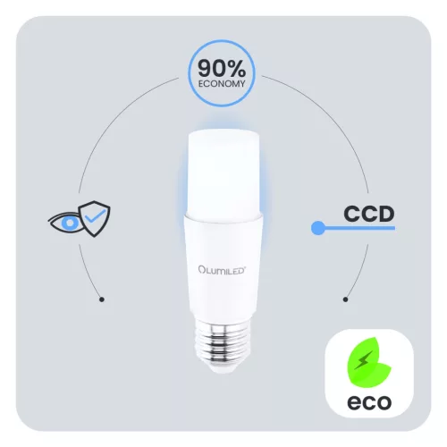 E27 cső alakú LED izzó T45 13W = 100W 1521lm Meleg 3000K 200° LUMILED