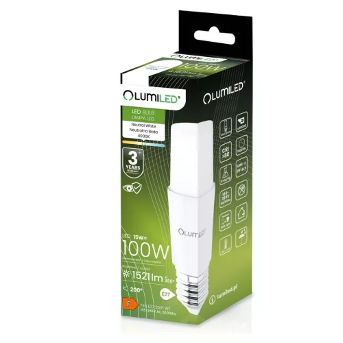 LED izzó E27 15W = 100W 1521lm 4000K Neutral Stick LUMILED