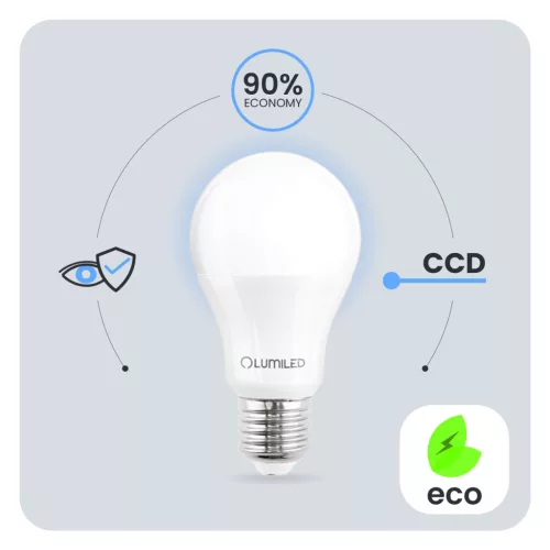 LED izzó E27 A60 8W = 60W 880lm 6500K Hideg 260° LUMILED