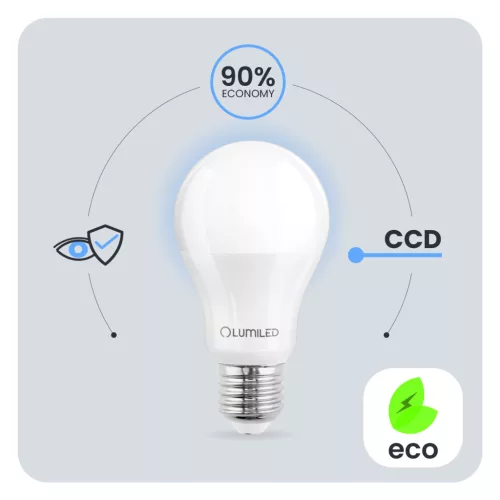 LED izzó E27 A65 15W = 125W 2025lm 6500K Hideg 260° LUMILED