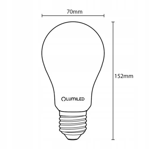 E27 A70 LED izzó 18W = 150W 2421lm 6500K Hideg 260° LUMILED