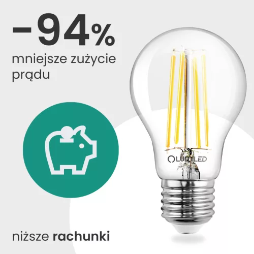 LED izzó E27 A60 4,9W 1055lm = 75W 2700K meleg fehér 360° Filament A osztály LUMILED