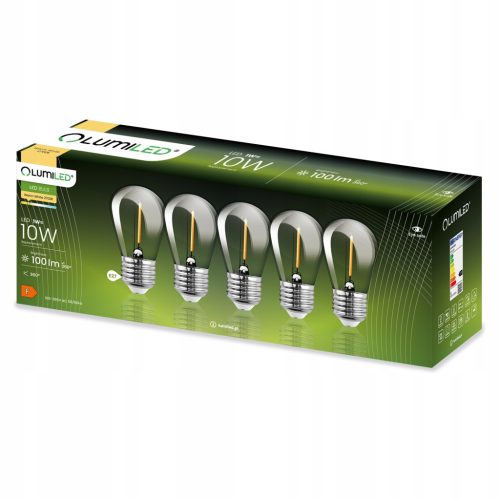 5 CSOMAGOS LED izzó E27 ST14 1W = 10W 2700K meleg 100lm izzószál a LUMILED Girlandhoz