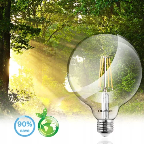 E27 G95 LED izzó 8W = 75W 4000K Semleges Globe Izzószál LUMILED