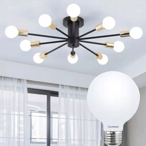 E27 G95 LED izzó 8W = 75W 3000K meleg földgömb, tejszerű szál LUMILED