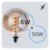 E27 LED izzó gömb alakú G125 6W = 50W 660LM 2200K Meleg 360° füstszálas LUMILED