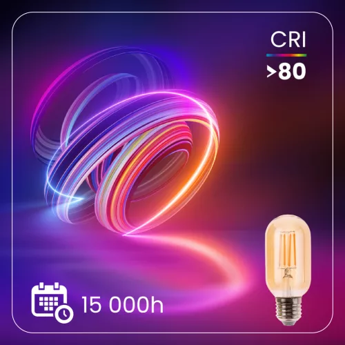 E27 T45 LED izzó 4W = 40W 470LM 2000K Meleg 360° Izzószálas borostyánszínű LUMILED