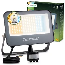   TRINOX LED reflektor 50W 5500lm CCT IP65 szürke mozgás- és alkonyérzékelő LUMILED