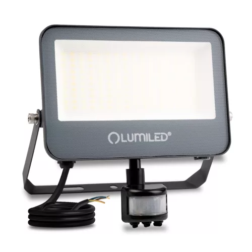 TRINOX LED reflektor 50W 5500lm CCT IP65 szürke mozgás- és alkonyérzékelő LUMILED