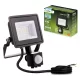 ZUNA2 LED reflektor 10W 900lm 6500K IP44 fekete mozgásérzékelő LUMILED